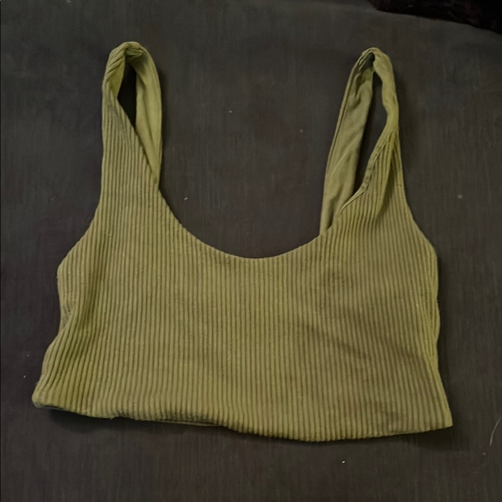 Forever 21 Green Ribbed Crop Tank Top